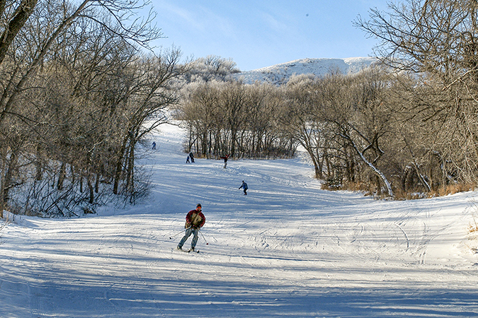 Skiing on Huff Hills
