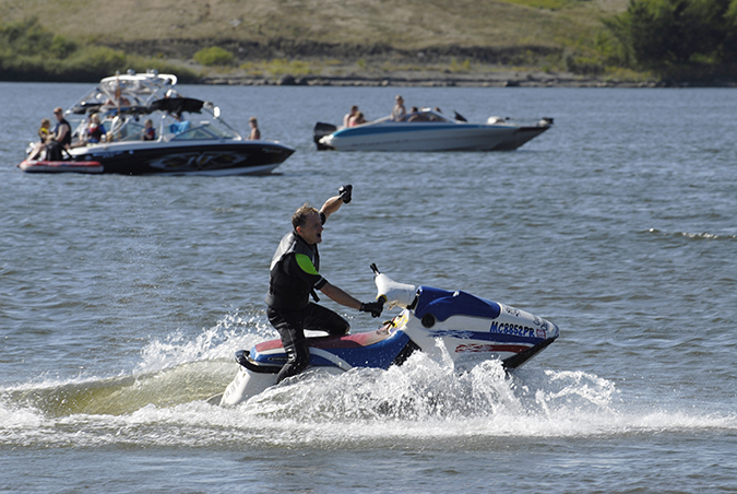 Jetskiing on the Jamestown Reservoir