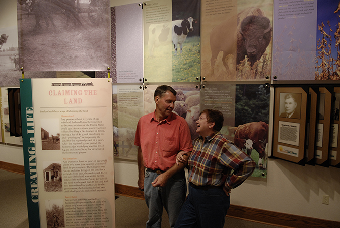 Admiring exhibits at the Rosebud Visitor Center