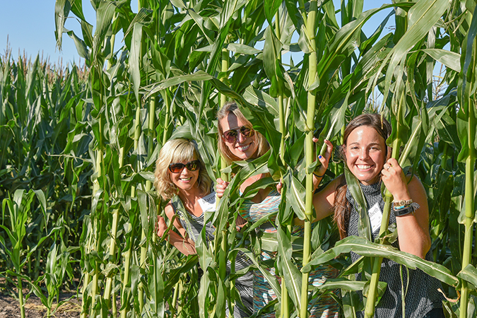 Girls in corn field