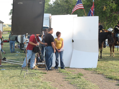 On-camera talent wait for action and the 7th Cavalry riders are on stand-by.