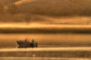 boat at sunset