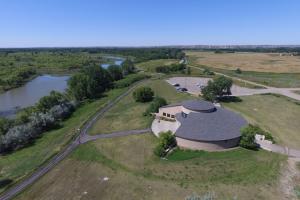 Aerial view of the Confluence Center, courtesy McKenzie County Tourism