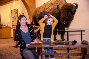 Photo of mom and her child in the buffalo museum