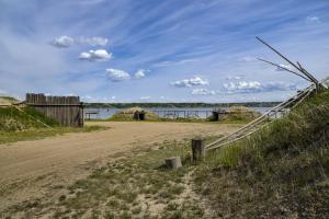 The earth lodge village features recreated dwellings of the Mandan, Hidatsa and Arikara nations