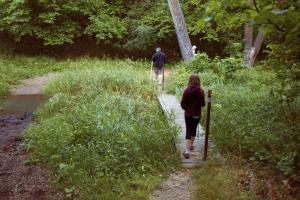 Hiking on the North Country Scenic Trail, heading to North Dakota's only waterfall