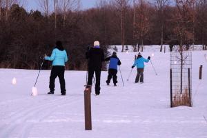 Family cross country skiing