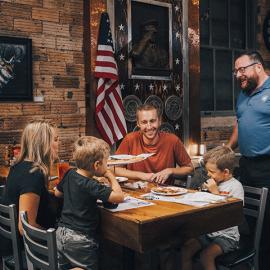 Family dining in a restaraunt