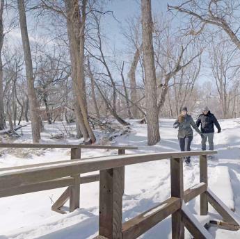snowshoeing at Cross Ranch