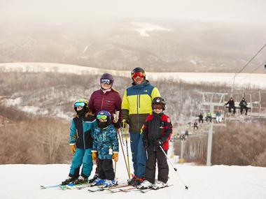 family skiing