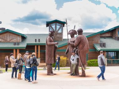 Lewis, Clark, Sheheke Statues in Washburn