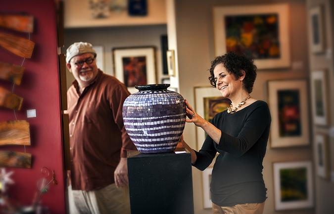 Admiring a vase