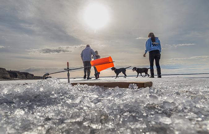 family ice fishing