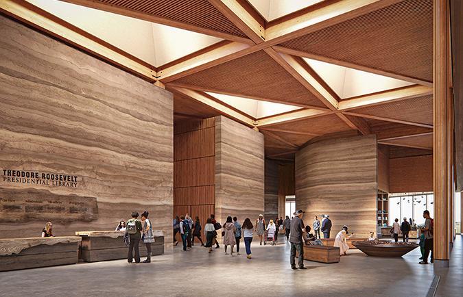 Lobby rendering of the Theodore Roosevelt Presidential Library