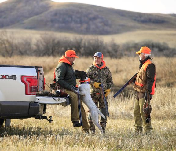 hunters and dog