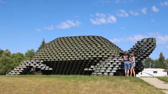 Wee'l Turtle stands tall in Dunseith