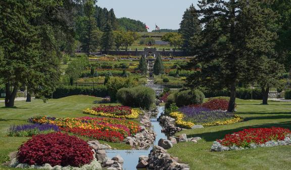 View of the stream in International Peace Gardenm