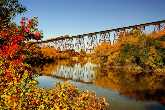 train bridge in the fall