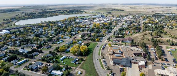Aerial view of Hettiger, ND