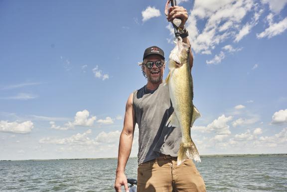 Josh Duhamel fishing in North Dakota