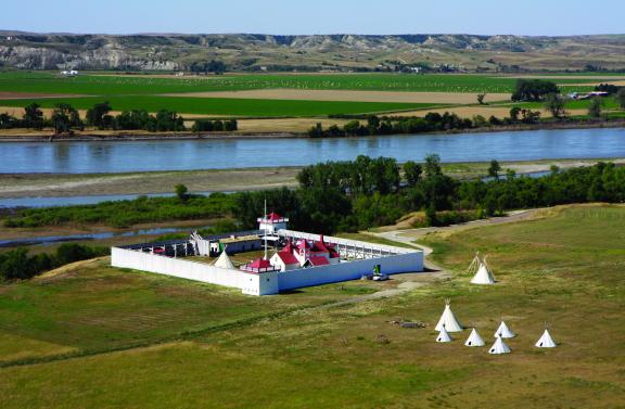 Fort Union Trading Post National Historic Site and the Missouri River near Williston