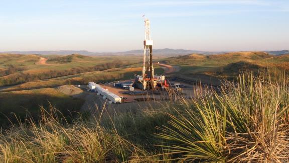 Oil drilling rigs can be found throughout northwestern North Dakota