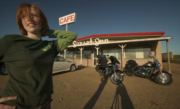 Motorcycles outside of Sunset Inn