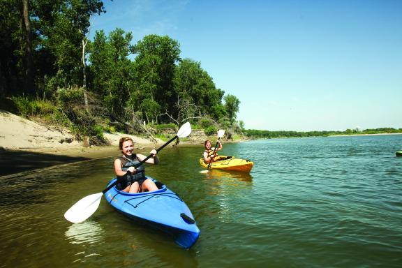 Kayakers on the Missouri River