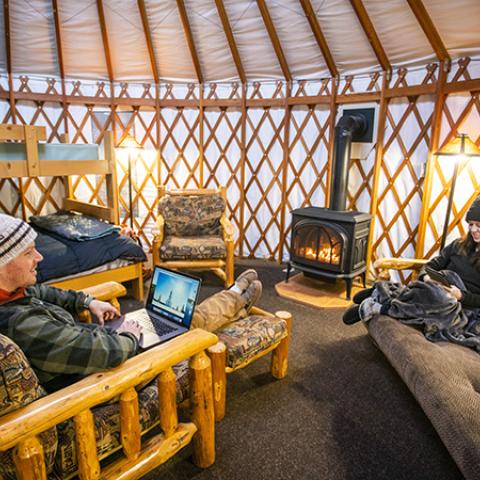 relaxing  in a yurt