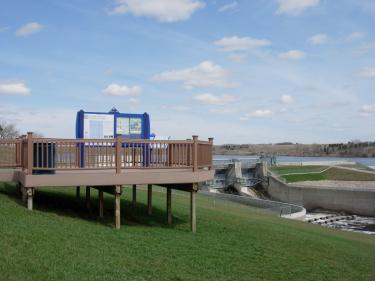 interpretive panels on observation deck at baldhill dam photo