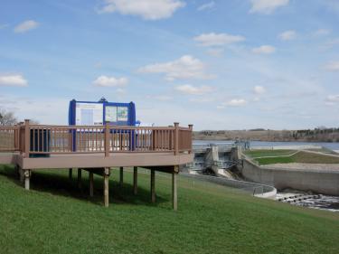 interpretive panels on observation deck at baldhill dam photo