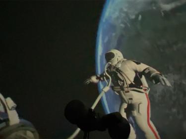 vcsu's planetarium features a warped media full-dome projection system that includes more than 20 immersive shows, including this one featuring space exploration. photo