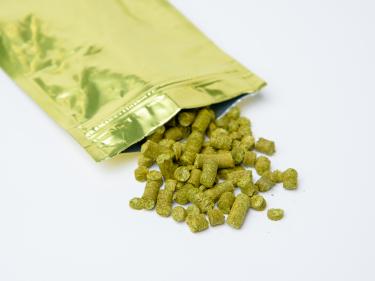 Hops pellets produced at the farm