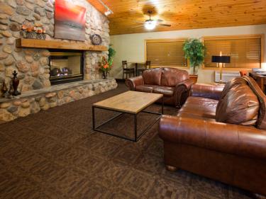 vaulted fireplace lobby photo