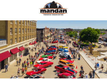Mandan Progress Organization logo and the Buggies and Blues show