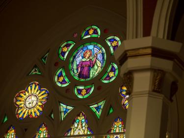 stained glass windows inside st. james basilica photo