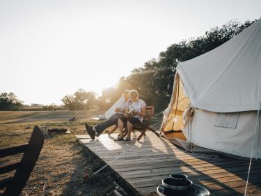 glamping in a sibley tent at fort seward in jamestown photo