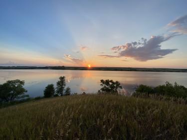 sunset over lake ashtabula  photo