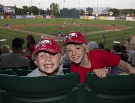 boys watching a red hawks game