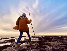 hiking by the shore