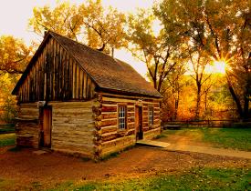 Teddys cabin in the sunset
