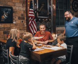 Family dining in a restaraunt