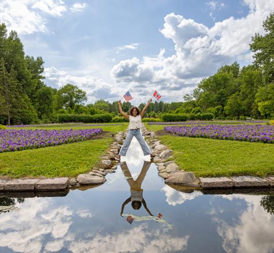 International Peace Garden connecting 2 nations 